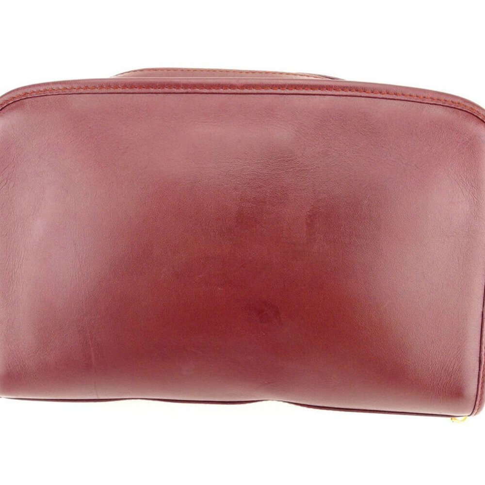 Authentic Cartier Clutch Bag Mast Line Bordeaux Gold Women Men - Picture 5 of 8